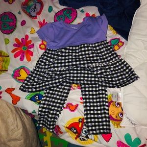 Purple and Black Plaid Tunic and Jegging Set 3T